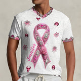Breast Cancer Awareness - Personalized Breast Cancer Awareness Fully Printed V-Neck T-Shirt