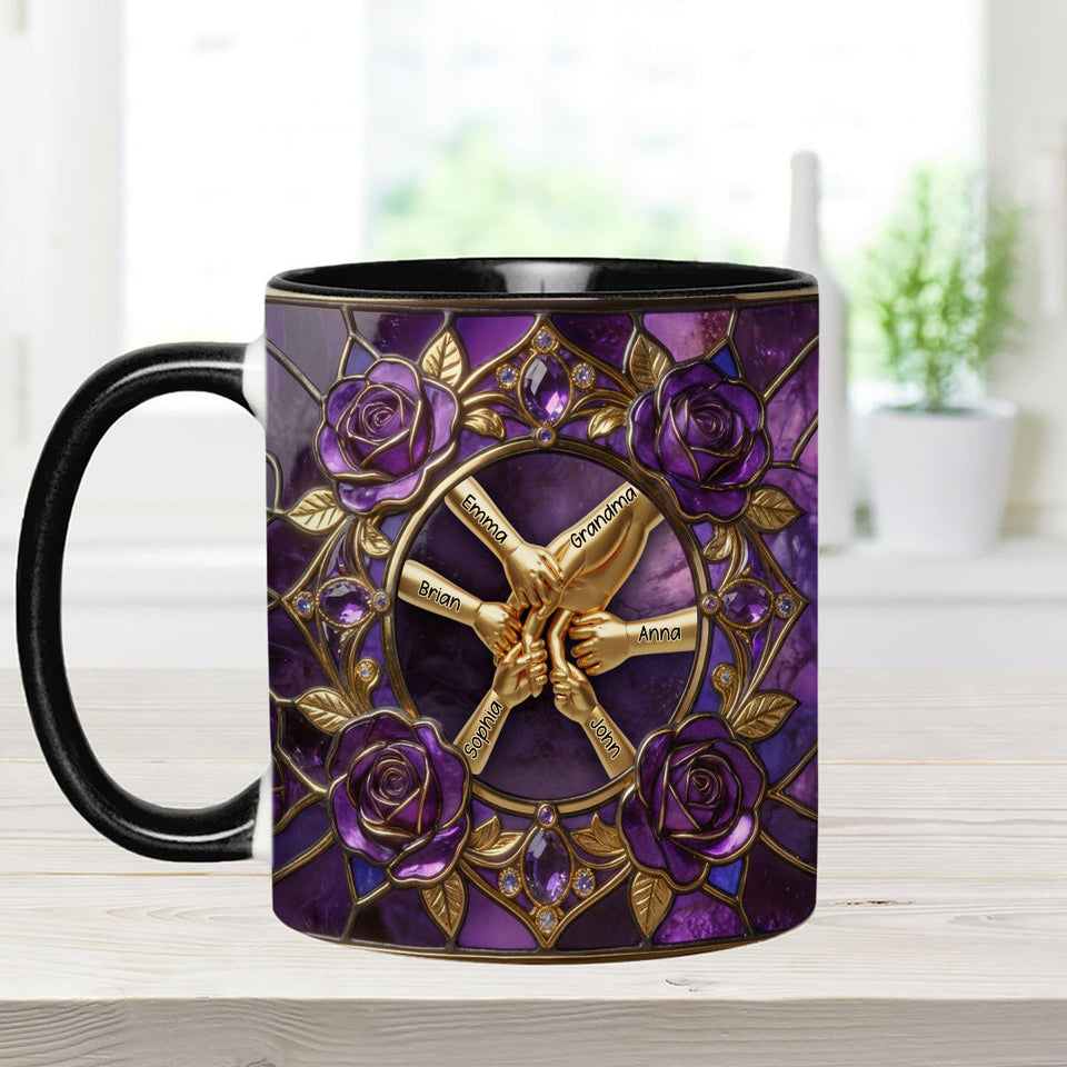 Hold My Hand, Hold My Heart - Personalized Grandma Set Accent Mug with Acrylic Stirrers