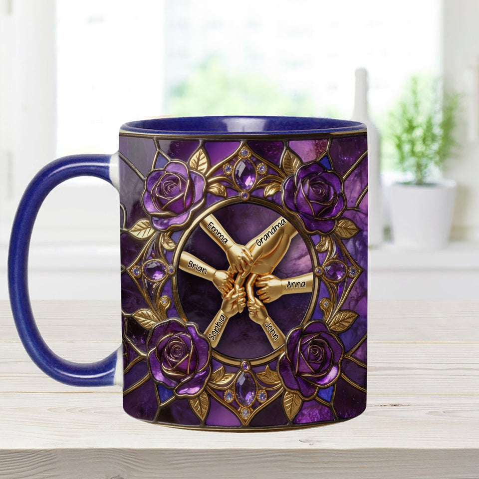 Hold My Hand, Hold My Heart - Personalized Grandma Set Accent Mug with Acrylic Stirrers