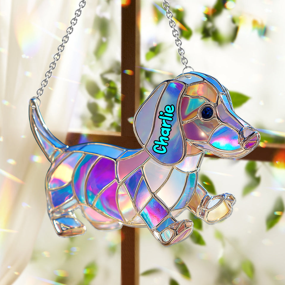 I Love My Dog - Personalized Dog Window Hanging Suncatcher Ornament