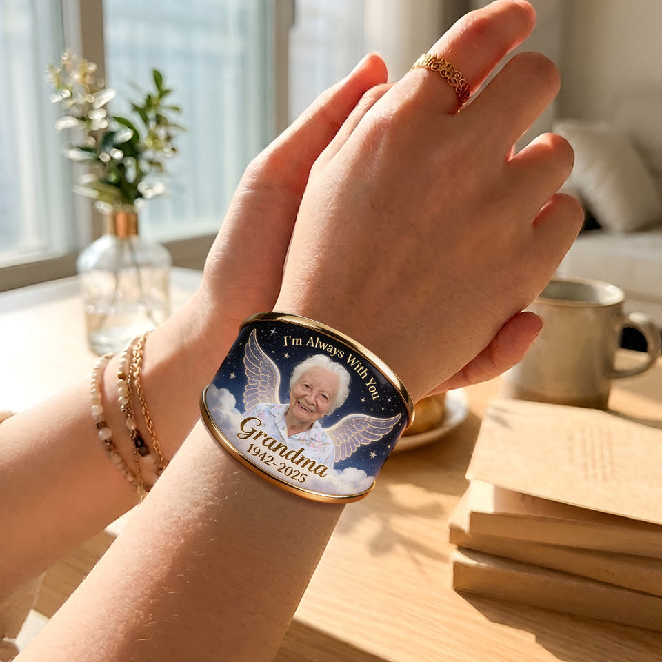 I'm Always With You - Personalized Memorial Shaped Cuff Bracelet