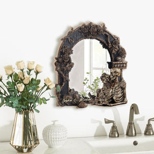 Couple Gothic Romance - Personalized Skull Wall Hanging Mirror