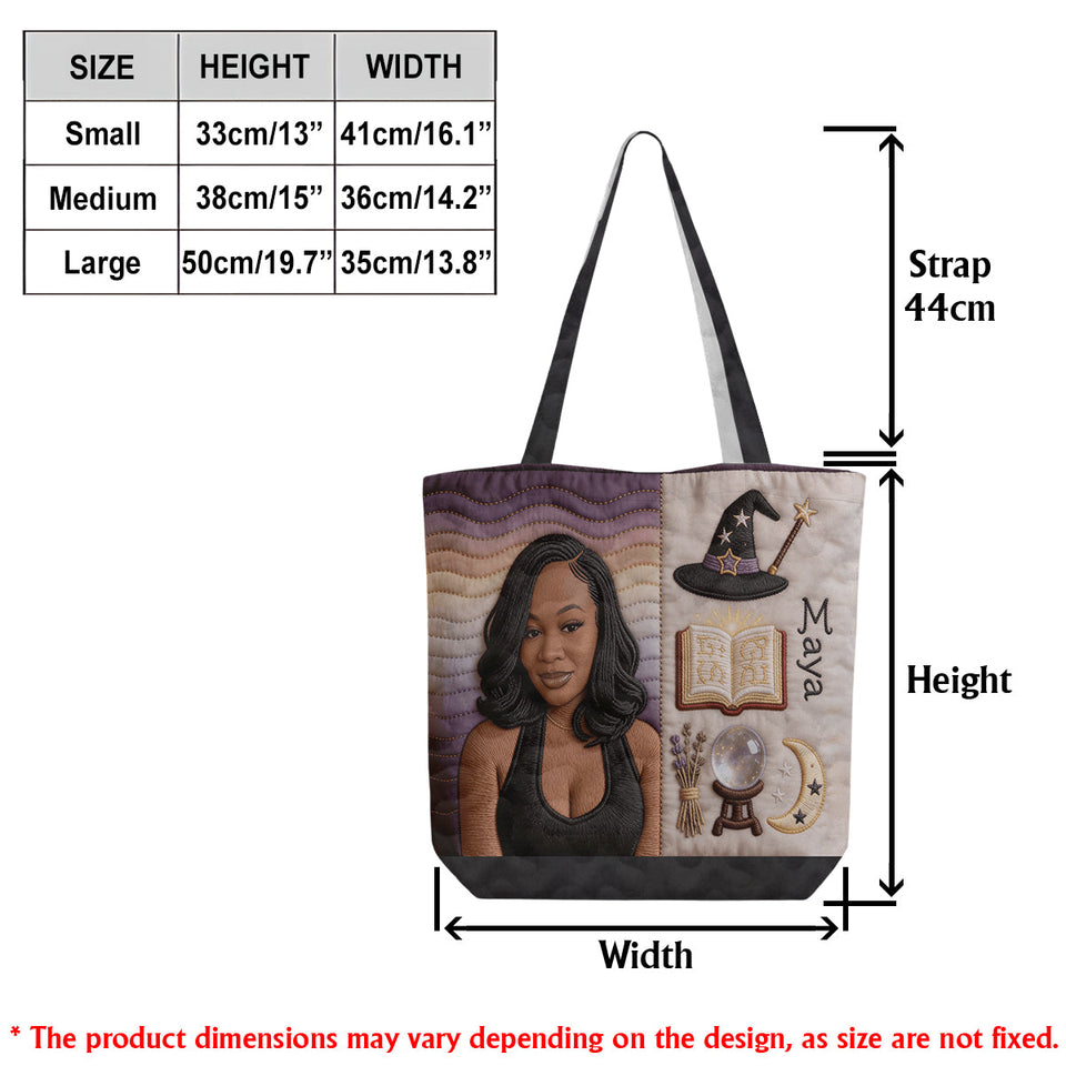 Custom Any Photo Witch Craft - Personalized Witch Quilted Tote Bag