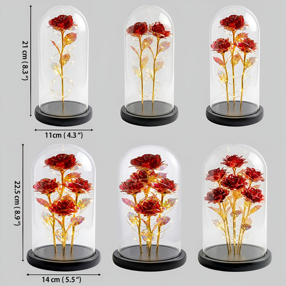 Custom Any Photo - Personalized Book Glowing Roses Glass Dome