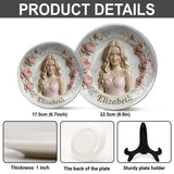 Custom Any Photo - Personalized Birth Month Flower Ceramic Round Plate