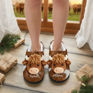 Love Highland Cow - Personalized Highland Cow Slippers