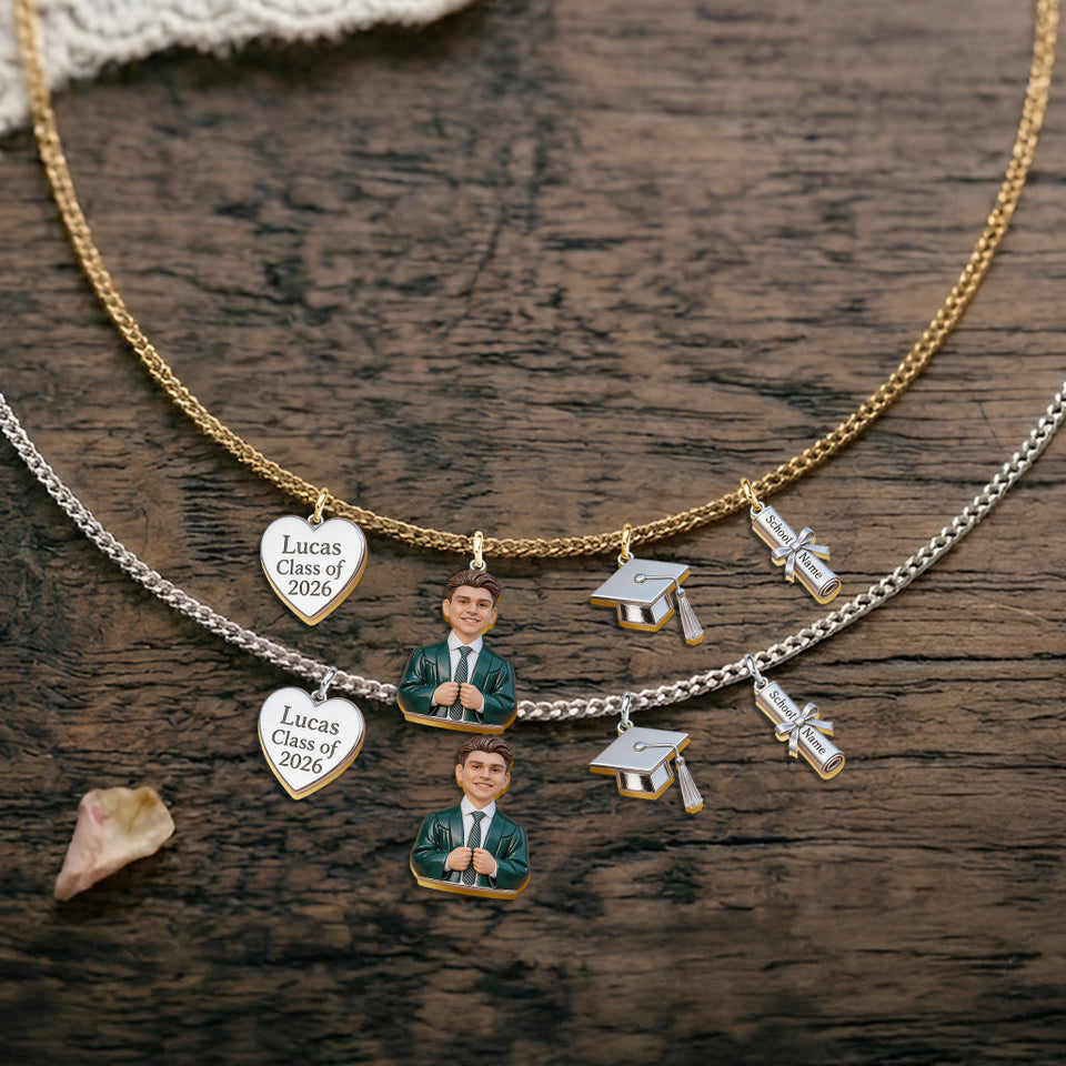 Class Of 2026 - Personalized Graduation Metal Necklaces With Pendants