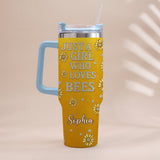 Just A Girl Who Loves Bees - Personalized Bee Tumbler With Handle
