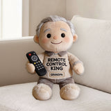 Funny Dad Papa Gift - Remote Control King - Personalized Father Premium Faux Fur Pillow