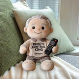 Funny Dad Papa Gift - Remote Control King - Personalized Father Premium Faux Fur Pillow