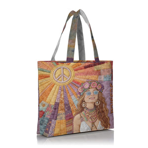 Custom Any Photo Hippie Gift - Personalized Hippie Quilted Tote Bag
