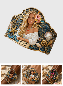 Any Photo Summer Gift - Personalized Sea Lover Shaped Cuff Bracelet