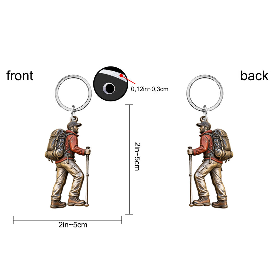 Custom From Any Photo - Personalized Hiking Keychain With Charms