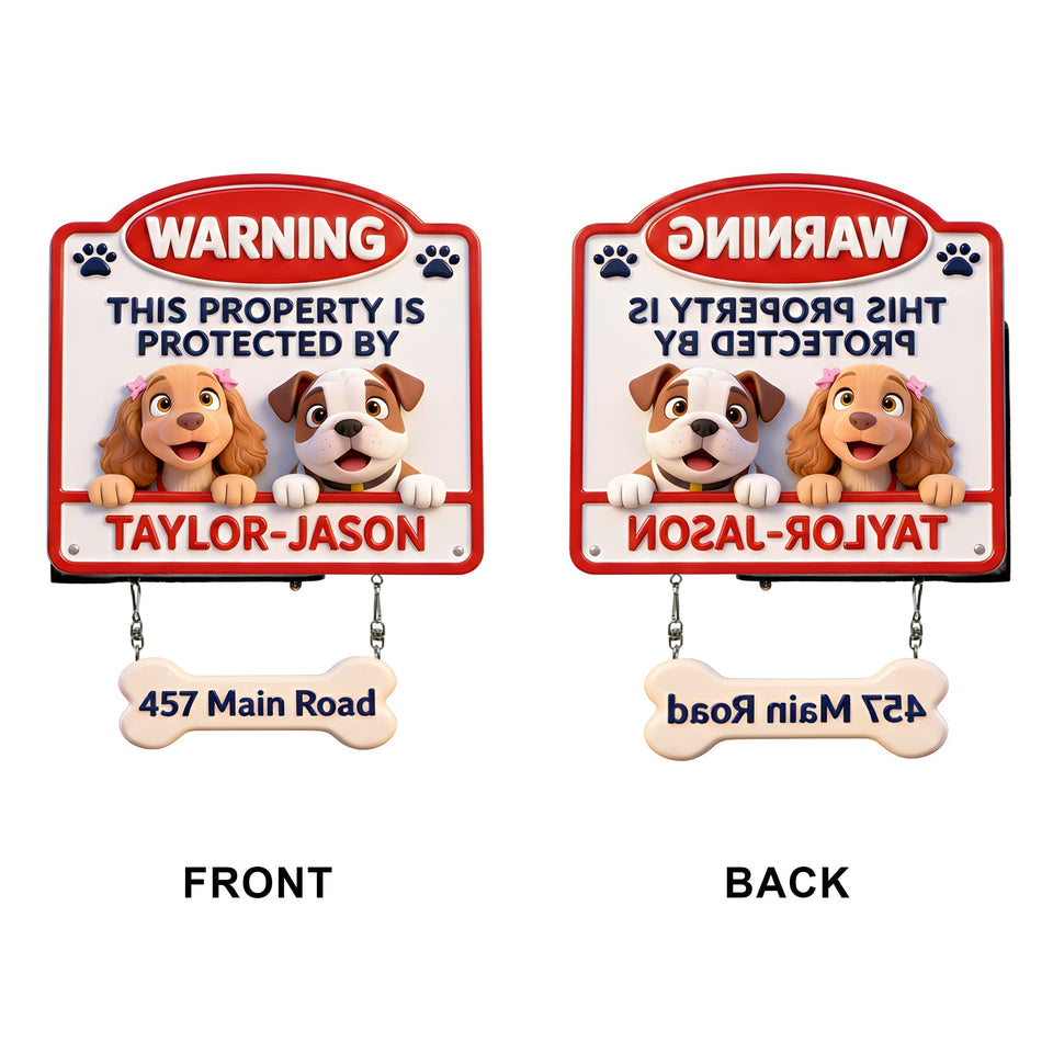 This Property Is Protected By - Personalized Dog Wooden Wall Mount Sign