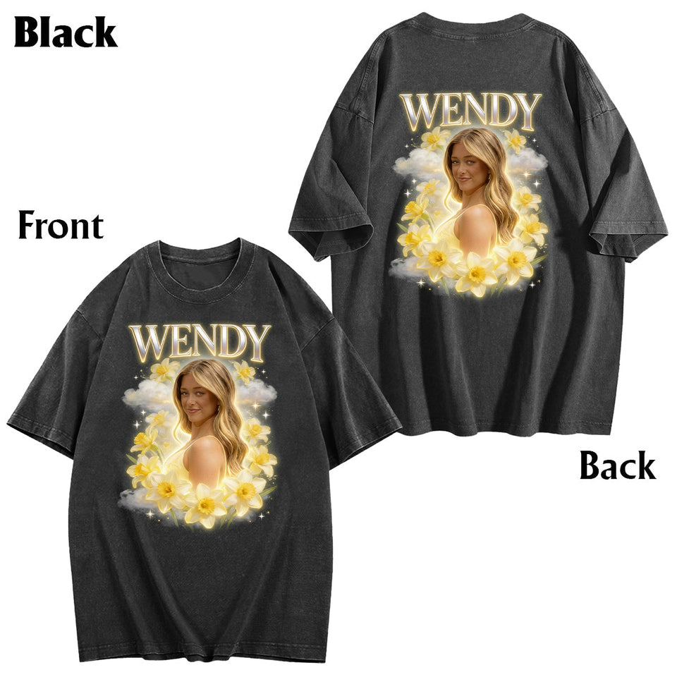 Custom Any Photo Birth Flower - Personalized Birth Month Flower Wash T-Shirt