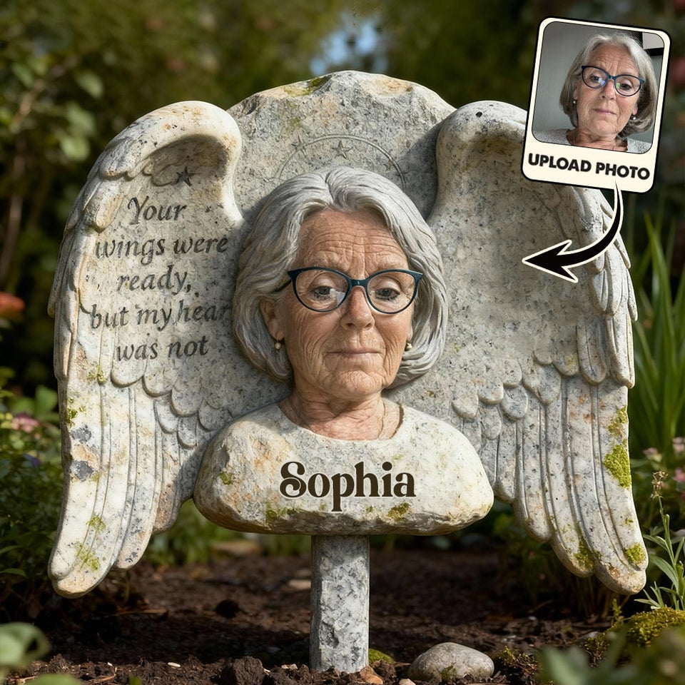 Your Wings Were Ready, But My Heart Was Not - Personalized Memorial Acrylic Garden Sign/ Acrylic Plaque Sign