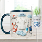 Nurse Gift Idea - Personalized Nurse Set Accent Mug With Acrylic Stirrers
