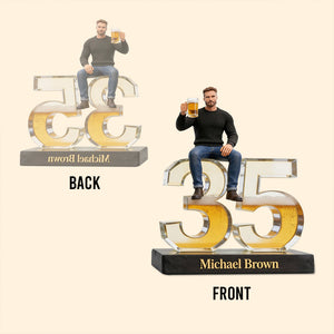 Personalized Latino Man Milestone Birthday Shaped Acrylic Plaque Custom Office Desk Trophy Anniversary Gift for Him Husband Boyfriend