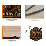 Celebrate 250th Anniversary, Highland Cow Lovers, Farmer Gift - Personalized Highland Cow Shaped Wood Sign With Sash