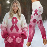 Nous portons du rose - Sweat à capuche et legging personnalisés pour la sensibilisation au cancer du sein
