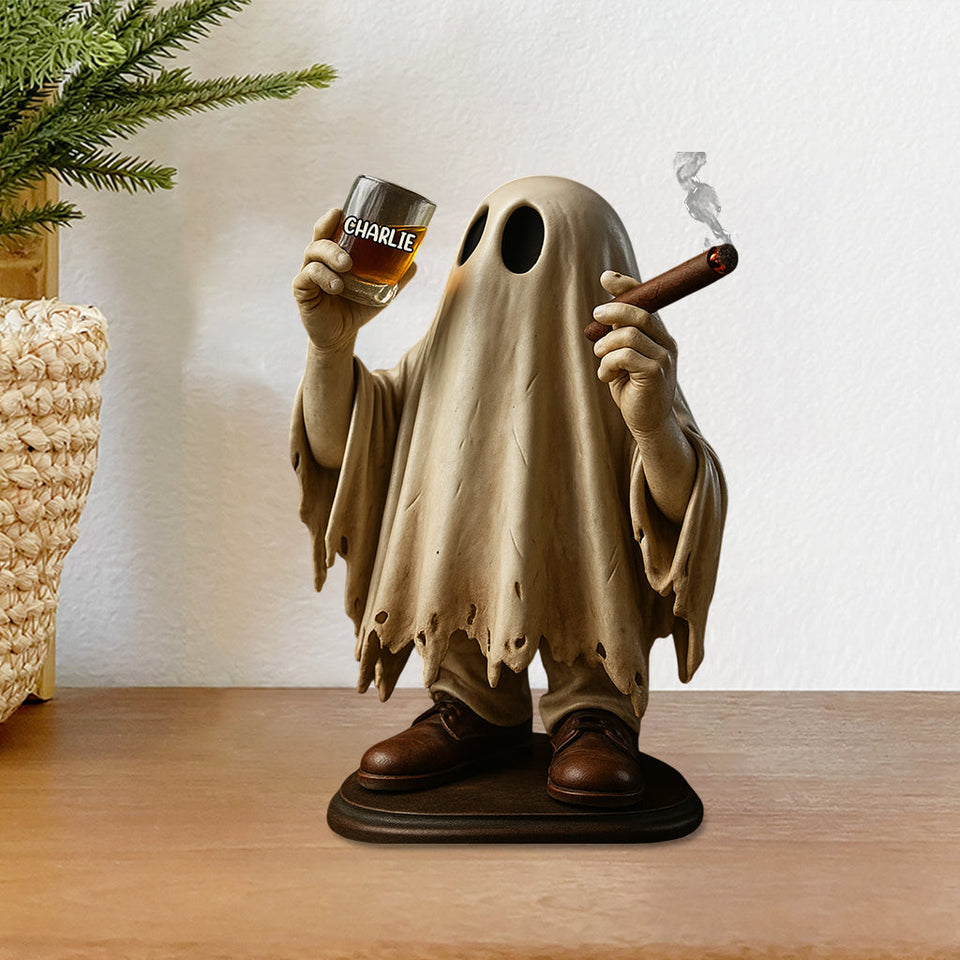 Spooky Whiskey and Cigar Lover - Personalized Whisky Custom Shaped Acrylic Plaque