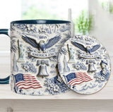 250 Years of America 1776–2026 Vintage Patriotic - Personalized Independence Day/ 4th of July Accent Mug & Coaster