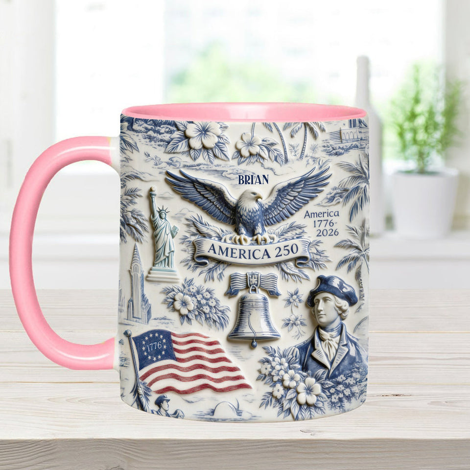 250 Years of America 1776–2026 Vintage Patriotic - Personalized Independence Day/ 4th of July Accent Mug & Coaster
