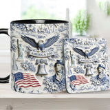 250 Years of America 1776–2026 Vintage Patriotic - Personalized Independence Day/ 4th of July Accent Mug & Coaster