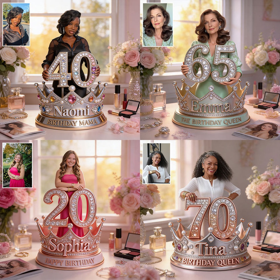 Custom Any Photo The Birthday Queen - Personalized Birthday Custom Shaped Acrylic Plaque