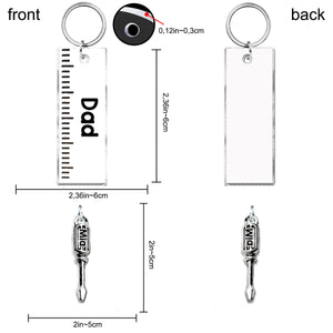 Dad Keychain with Hammer, Screwdriver & Wrench - Personalized Father Keychain with Charms