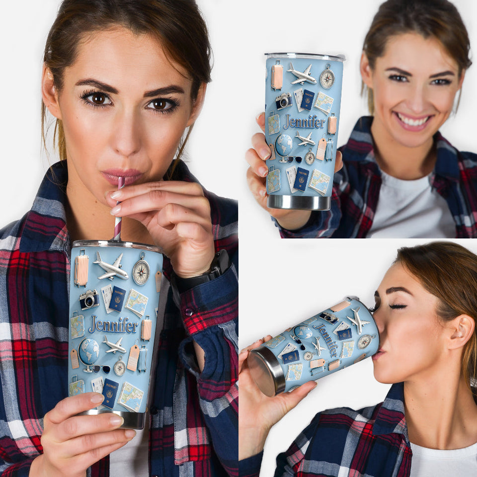 Just A Girl Who Loves Travveling - Personalized Travelling Tumbler