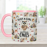Just A Girl Who Loves Owls - Personalized Owl Accent Mug