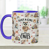 Just A Girl Who Loves Owls - Personalized Owl Accent Mug