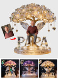 Custom Black Grandpa Always In Our Hearts Angel Wings Figurine, Personalized Memorial Tree Lamp Statue, Sympathy Remembrance Night Light Table Decor