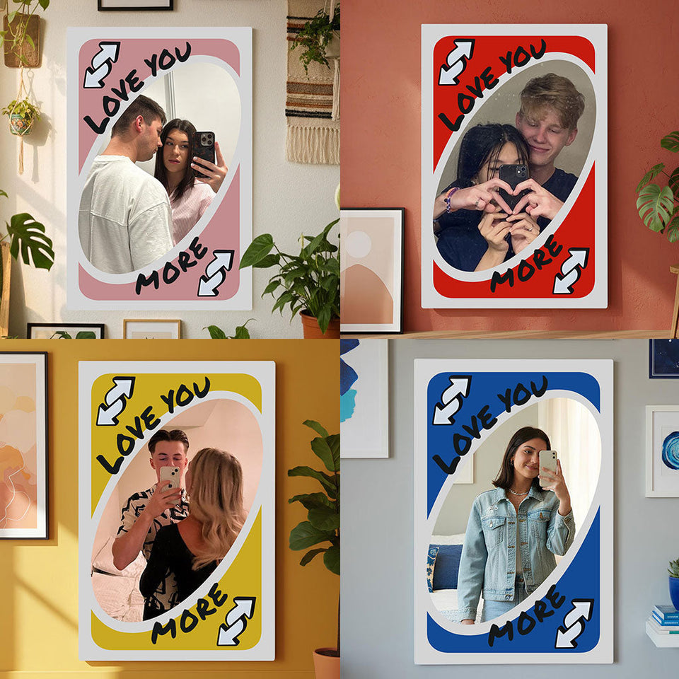 Love You More Reverse Card - Personalized Couple Wall Hanging Mirror