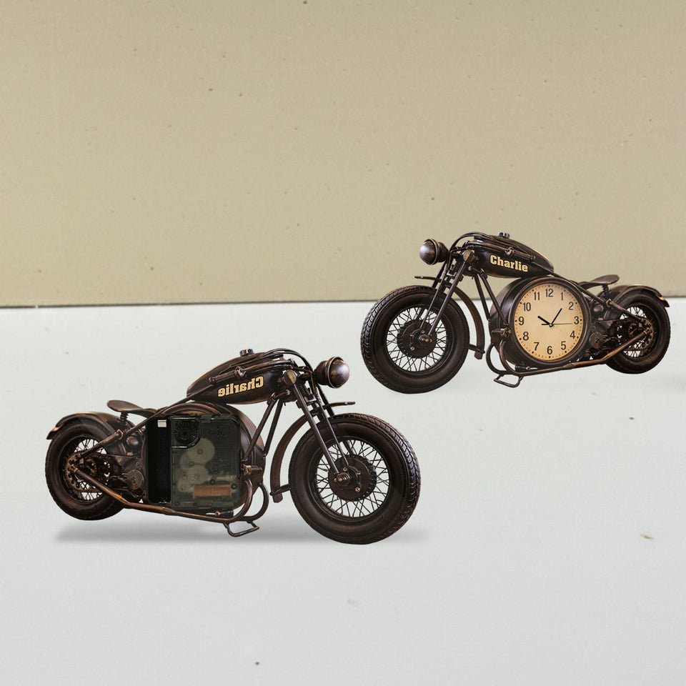 Motorcycle, Biker Gift - Personalized Biker Desk Clock Plaque