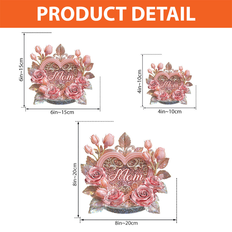 Mom's Grandma's Flowers - Personalized Mother Custom Shaped Acrylic Plaque