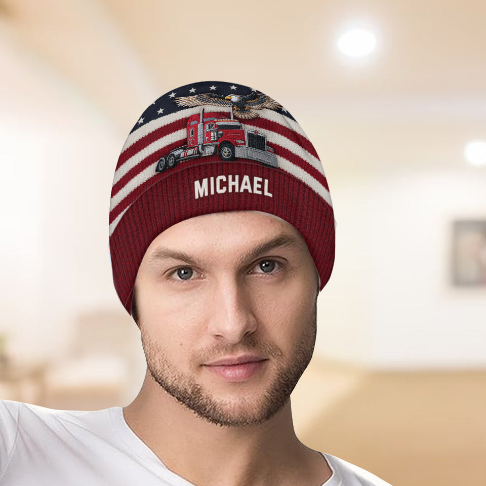 Proud Trucker - Personalized Trucker Beanie Hat