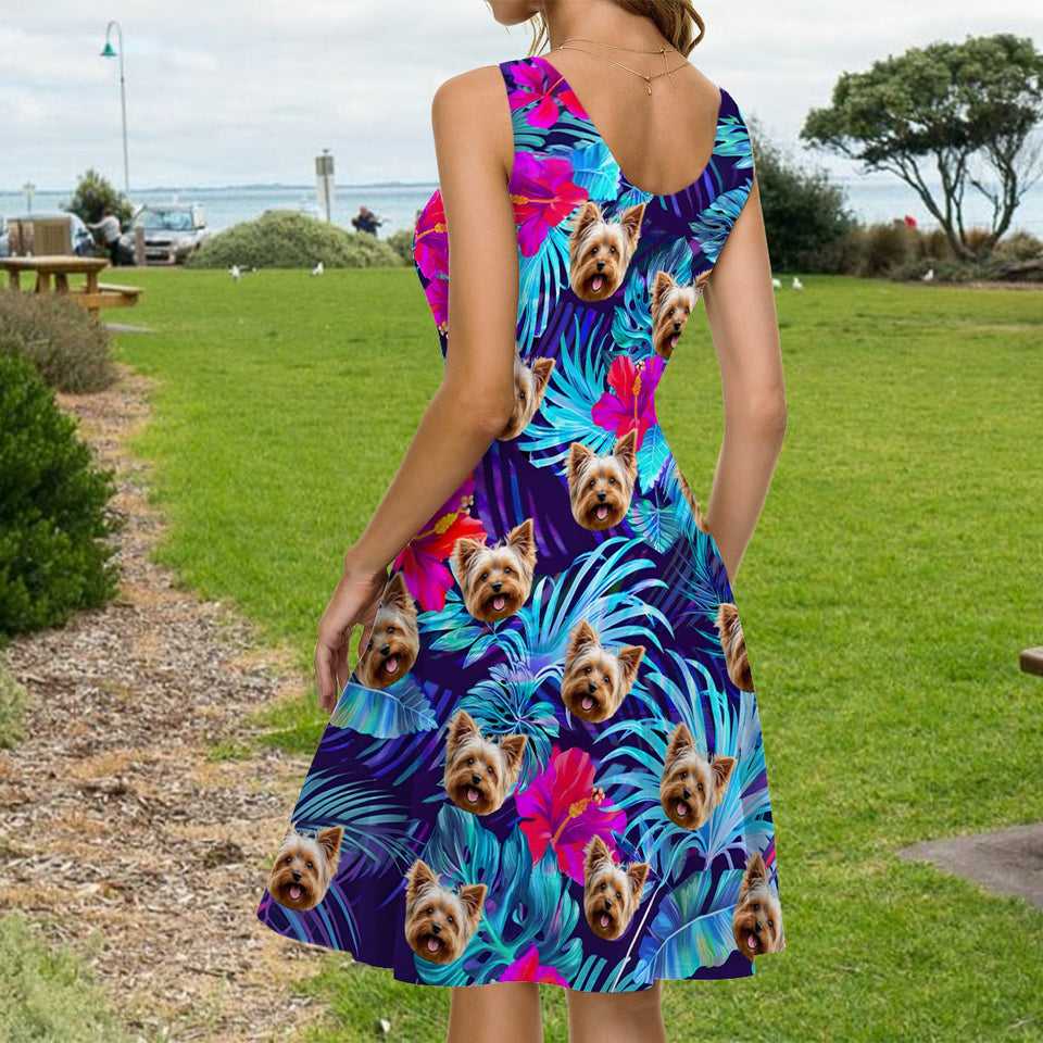 The Beach Is Calling - Personalized Dog Hawaiian Shirt & Sleeveless Dress