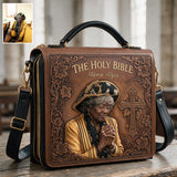 Sunday Church - Personalized Christian Leather Bible Cover Bag