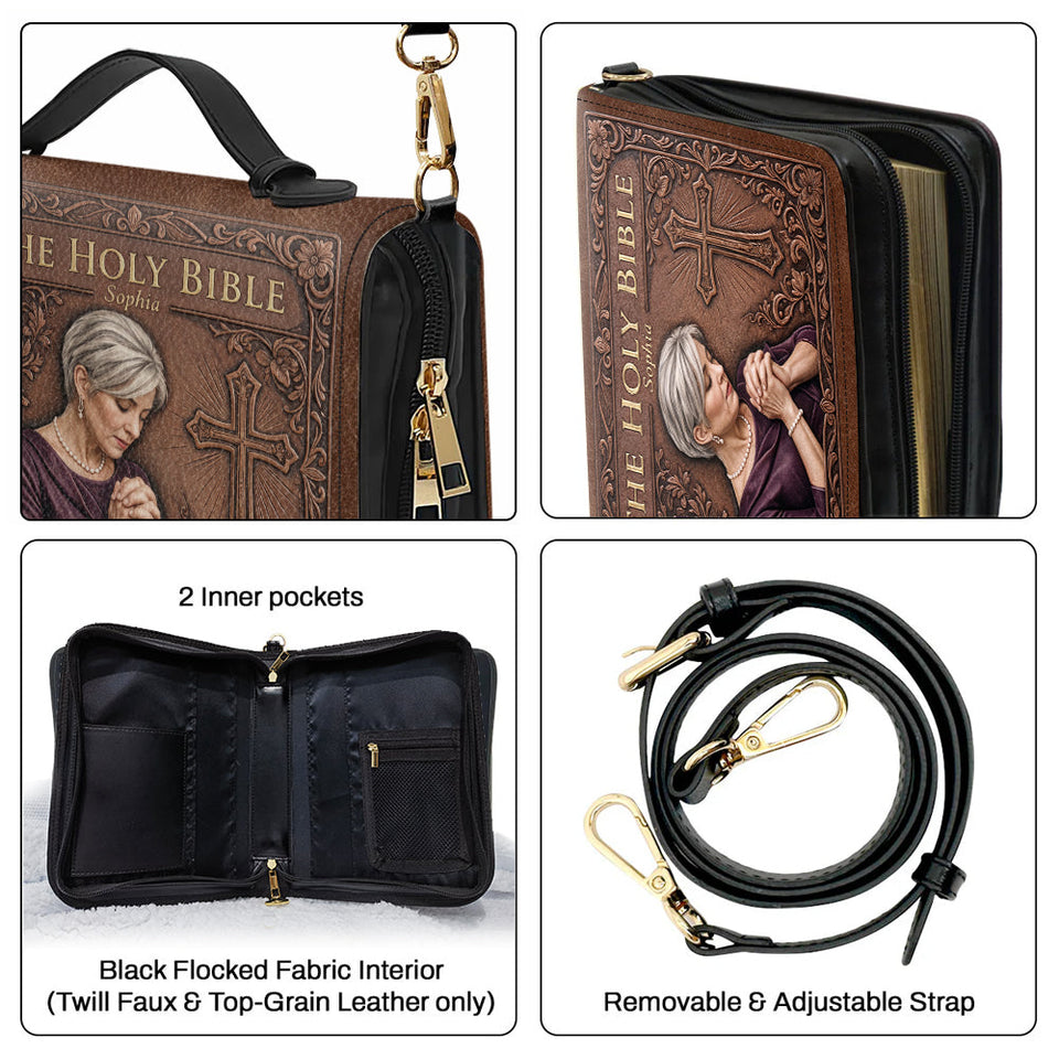 Sunday Church - Personalized Christian Leather Bible Cover Bag