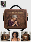 Sunday Church - Personalized Christian Leather Bible Cover Bag