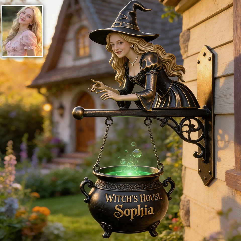 Witch's House - Personalized Witch Wooden Wall Mount Sign