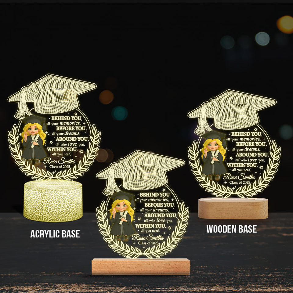 We Proud Of You - Personalized Graduation Shaped Plaque Light Base