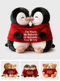 I'm Yours. No Returns Or Refunds - Personalized Couple Faux Fur Shaped Pillow