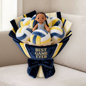 Love Volleyball Plush Bouquet - Personalized Volleyball Premium Faux Fur Pillow