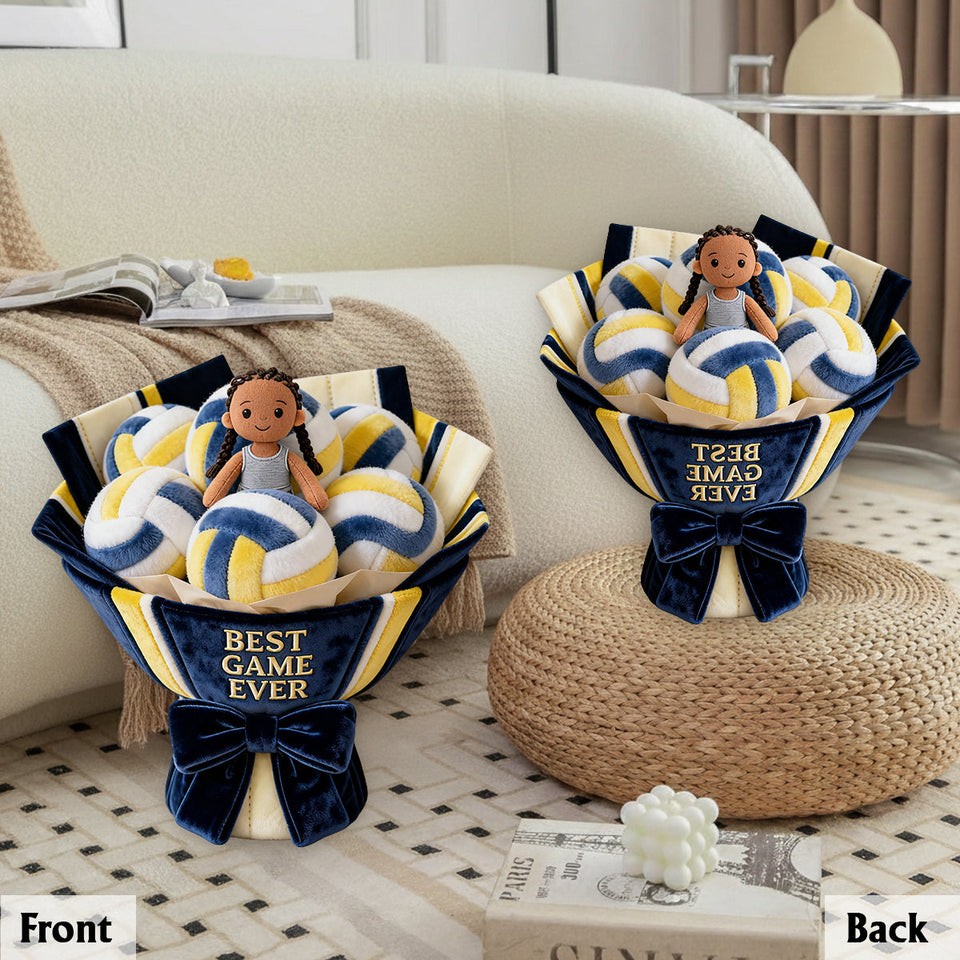 Love Volleyball Plush Bouquet - Personalized Volleyball Premium Faux Fur Pillow