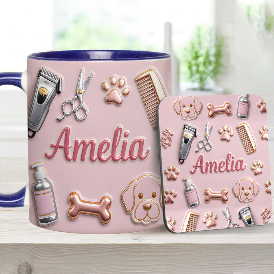 Dog Groomer - Personalized Dog Groomer Accent Mug & Coaster