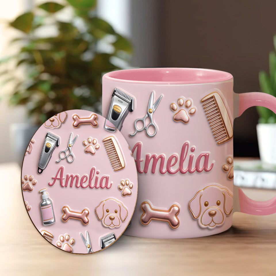 Dog Groomer - Personalized Dog Groomer Accent Mug & Coaster