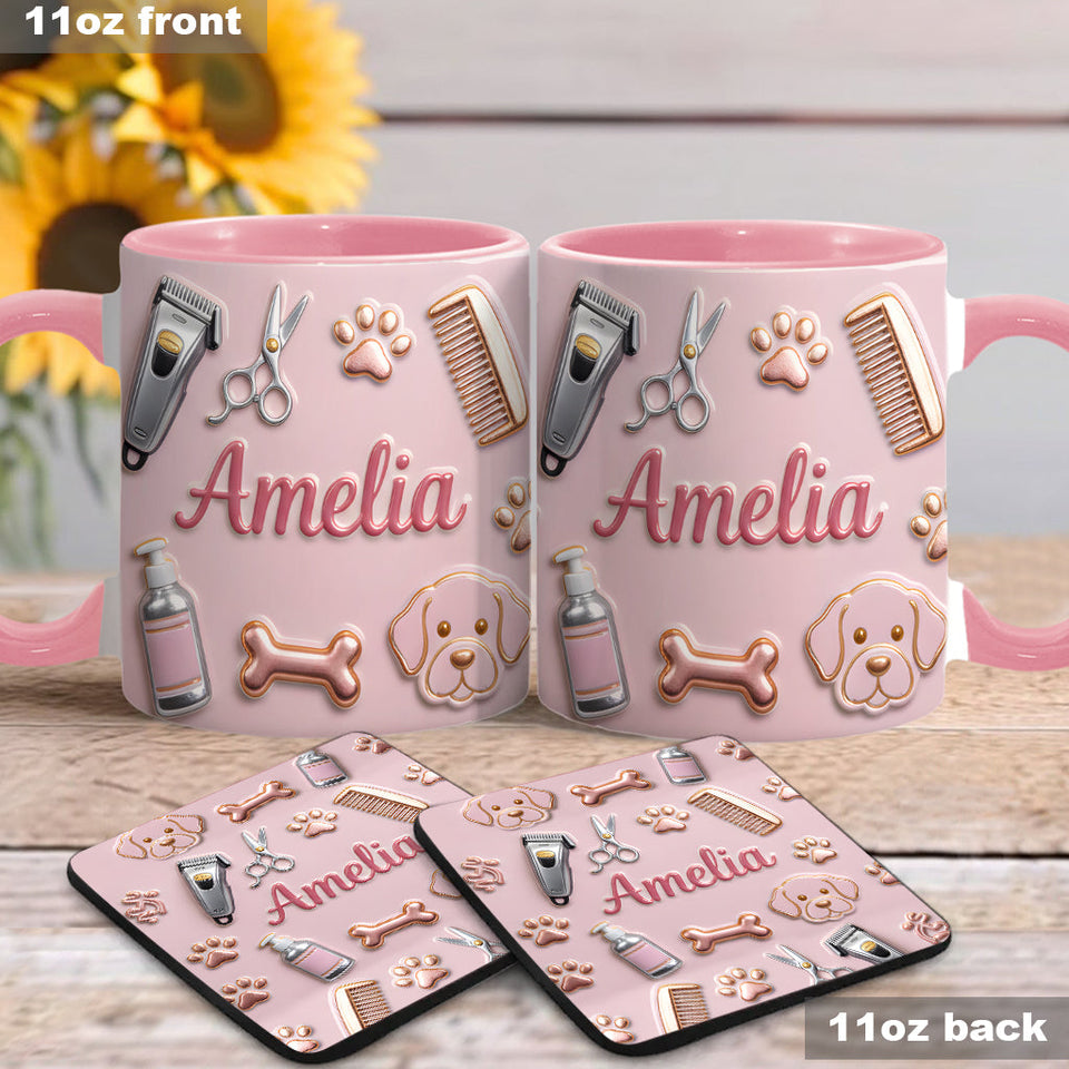 Dog Groomer - Personalized Dog Groomer Accent Mug & Coaster